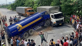 ASTAGHFIRULLAH! Terekam Jelas Truk Gagal Menanjak Nyaris Tabrakan 
