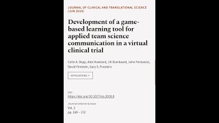 Development of a game-based learning tool for applied team science communication in a... | RTCL.TV