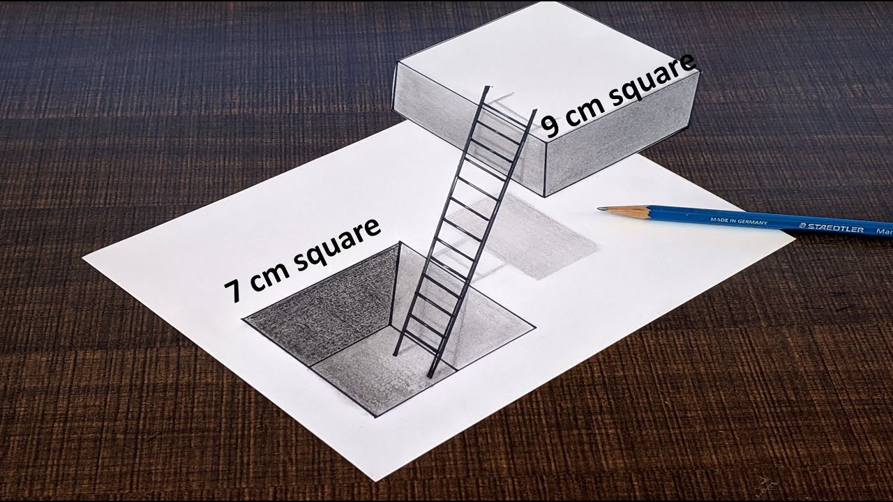 How to draw 3D optical illusions, stair holes and floating cubes ...