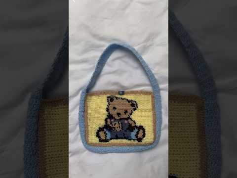 crochet teddy bear bag🧸#crochet #pixelcrochet #crochetbag #cottagecore #crocheting #cute #fyp #fypシ (video tutorial)