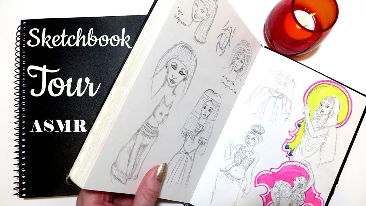ASMR Flipping Through My Sketchbook - No Talking - YouTube