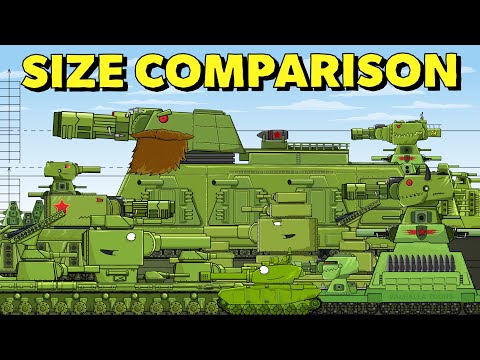 "Soviet Monsters Size Comparison" Cartoons about tanks
