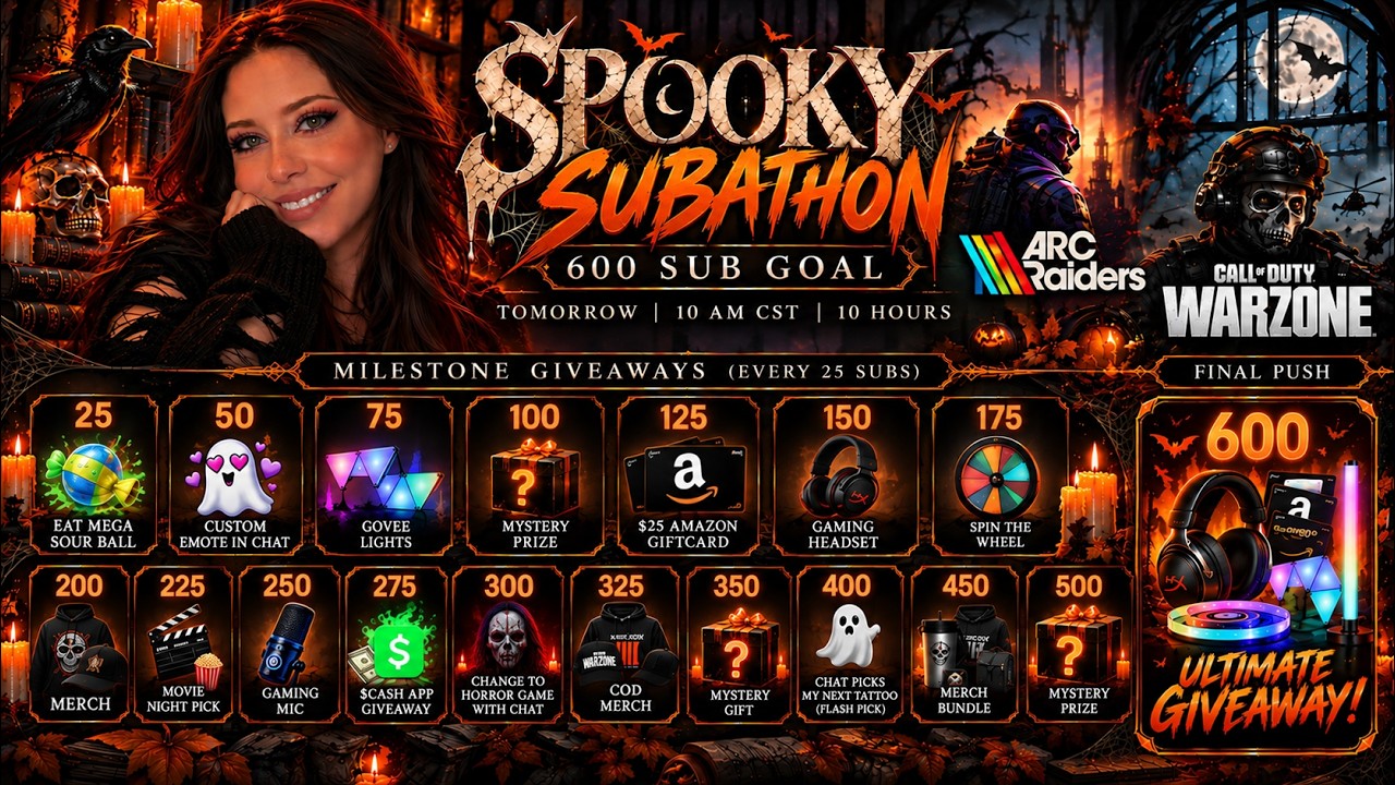 👻 Spooky Subathon! 🎃 12 HOURS! GIVEAWAYS!