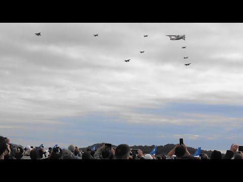 岐阜基地航空祭 2023 異機種大編隊 機動飛行 C-2 F-2 F-15 T-4 JASDF Gifu Air show