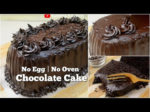 How to make Chocolate Cake without oven (No Egg) with Rich Chocolate Ganache Frosting
