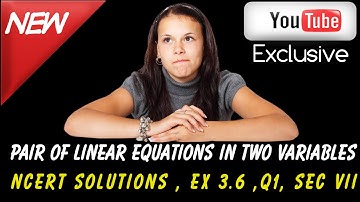 Ncert Solutions For class 10 maths ,Linear Equations in two variable ,Ex 3.6 ,Q1 sec VII