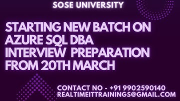 Starting New Batch on Azure Sql DBA Interview Preparation from 20th March || Contact 9902590140