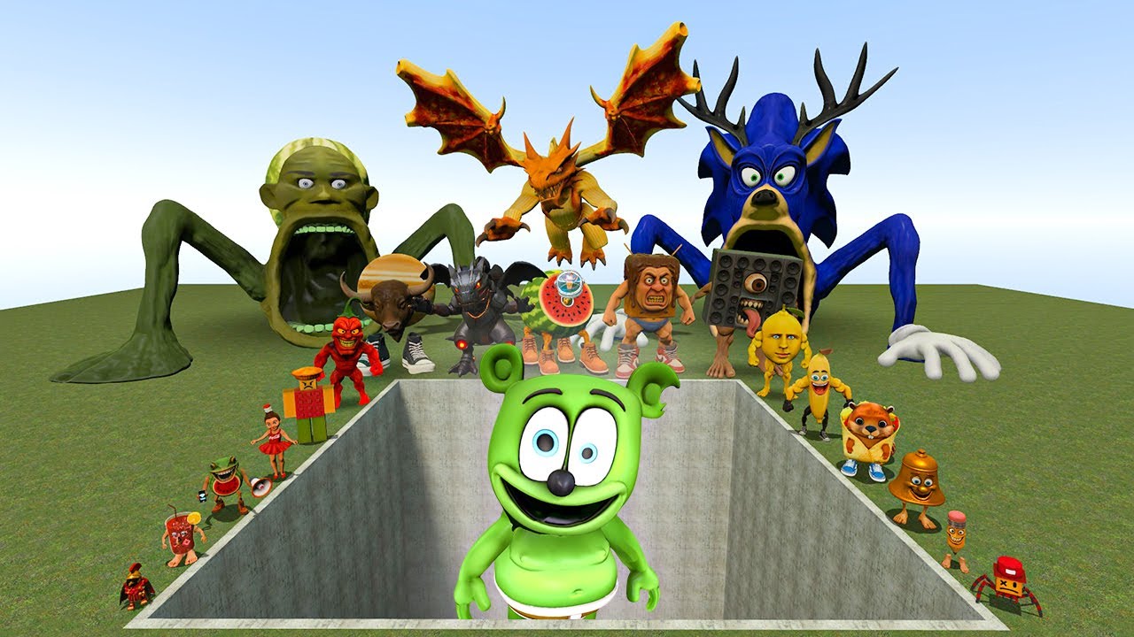 Мемы про ИИ-разложение мозга против боссов-мармеладных мишек в гигантской яме – хаос в Gmod