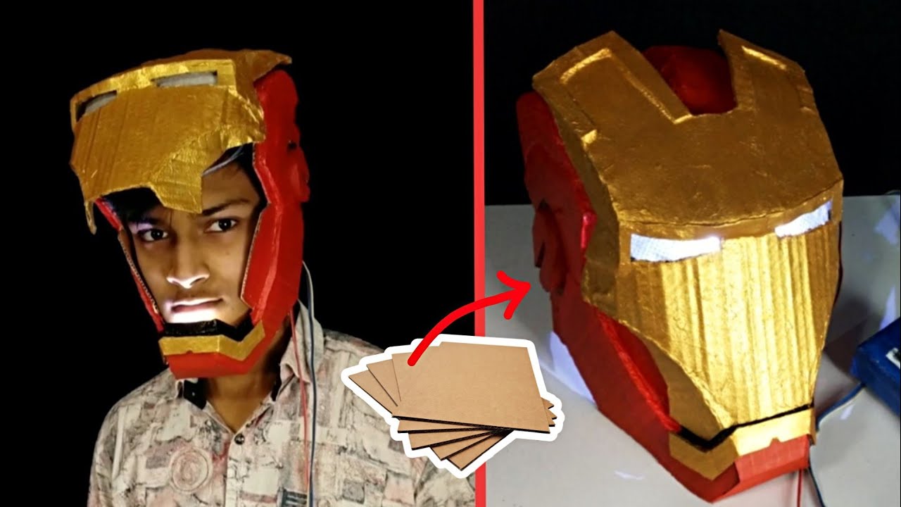 How To Make Iron Man Fully Automatic Helmet From Cardboard Youtube