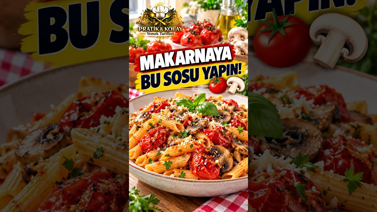 Makarnaya Bu Sosu Yapın!  Köz Domatesli Mantarlı Makarna #makarna #food #recipe #shortvideo