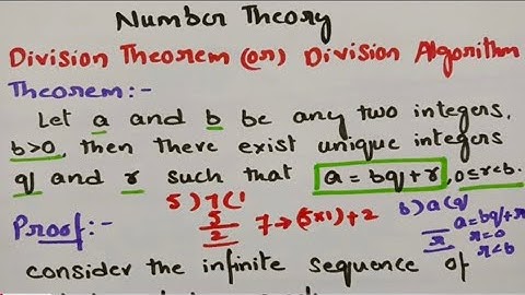  Division Algorithm -Number Theory -MFCS -DMS - Division Theorem -Proof