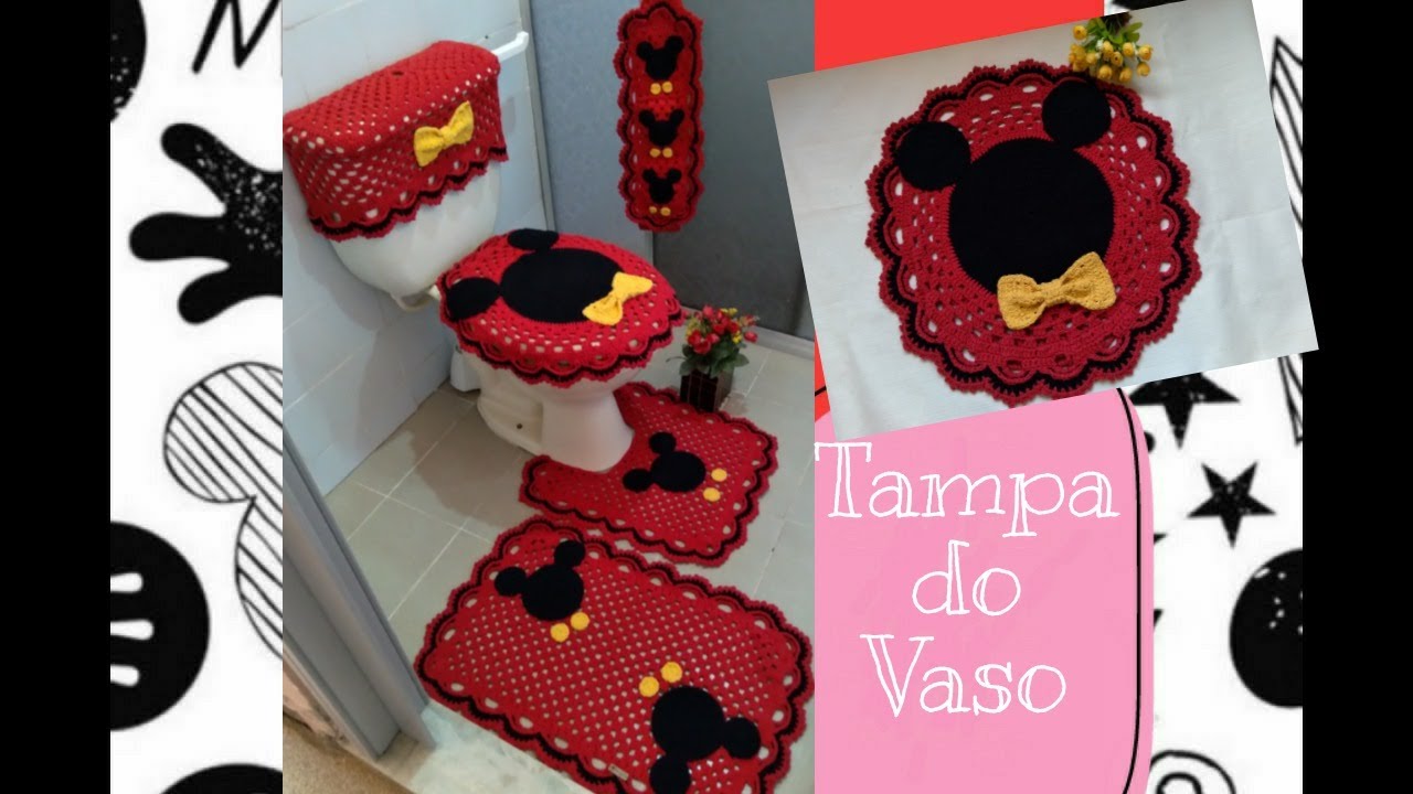 Tampa do vaso do conjunto de Banheiro Minnie ou Mickey retangular #ateliedaingrid