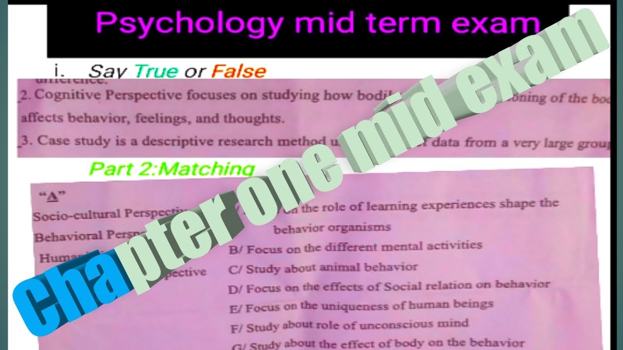 ▶️ psychology chapter 1 mid exam with explanation