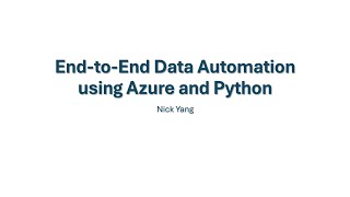 End to End Data Automation using Azure and Python