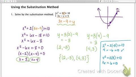 Non-Linear Systems: Substitution Method (7.4 Part 1)