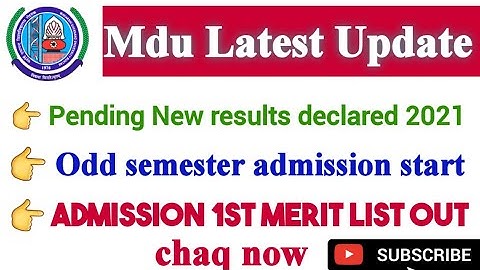 mdu university new result 2021!! mdu university odd semester admission! 1st merit list declared 2021
