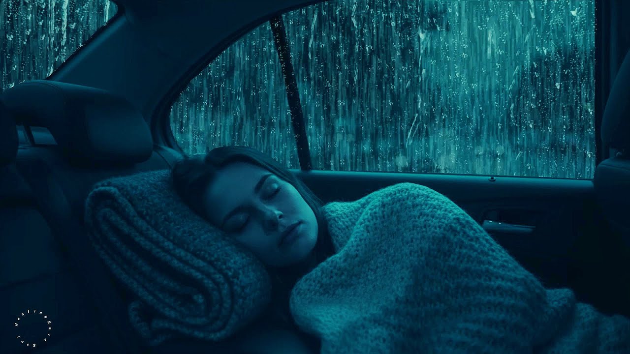 Sleep Peacefully with Heavy Rain & Thunder on Rickety Car at Night