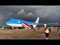 747 WING WAVE!! *WINGVIEW* Captain retirement | KLM | B747-400 | Paramaribo - Amsterdam