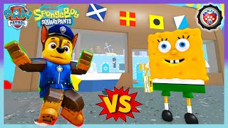 Paw Patrol VS 🧽ESCAPE SPONGEBOY AND KRUSTY KRAB OBBY!!【Roblox 機械方塊】