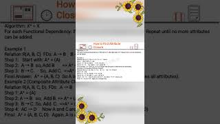 Attribute Closure and its examples #attributeclosure #bca #dbms #shorts