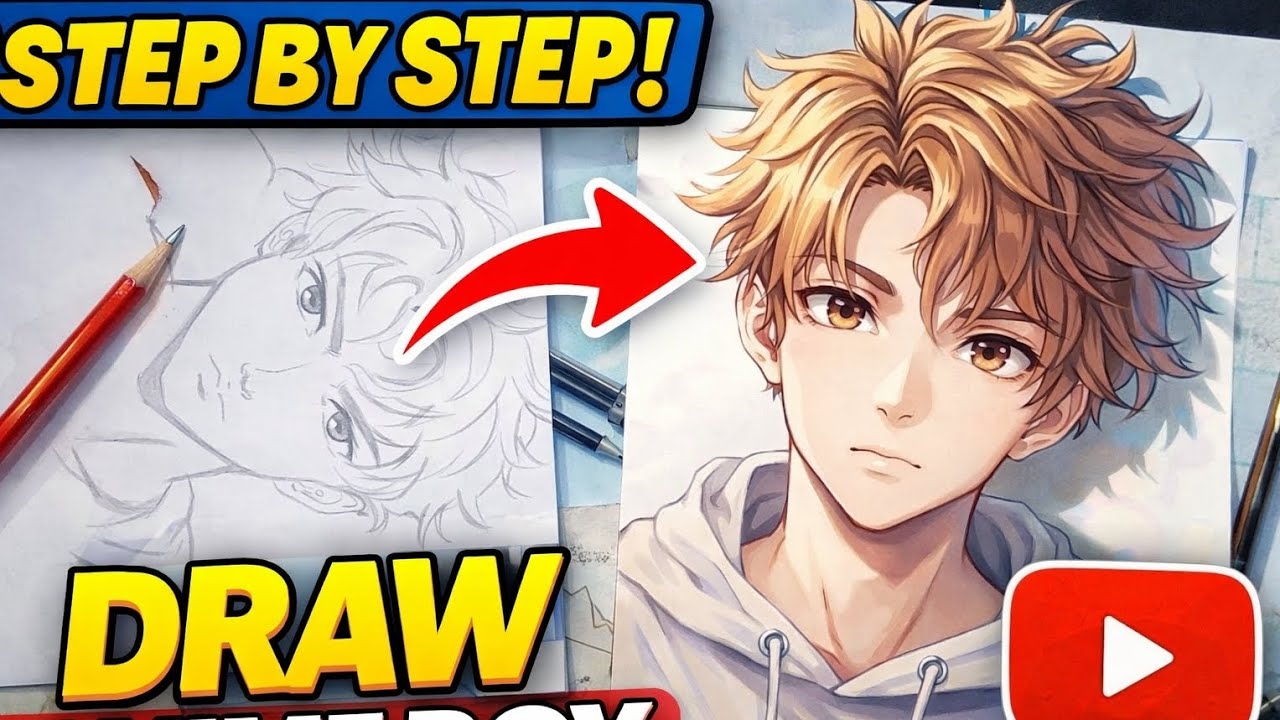 How to Draw Anime Boy STEP BY STEP ✏️ | Easy & Cute Anime Drawing