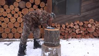Chain and Bungee Firewood Splitting Method