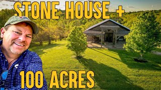 Event Space Party Venue Stone house for sale, 98 ac Farm on River, 2 Houses, Land for Sale