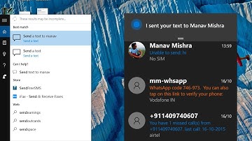 Send SMS Using Cortana from Windows 10 PC