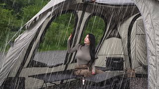 ☔CAMPING IN HEAVY RAIN WITH A NEW CAR TENTㅣRAIN ASMR