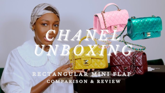 CHANEL 20C MINI RECTANGULAR FLAP BAG UNBOXING MOD SHOTS FIRST IMPRESSION 