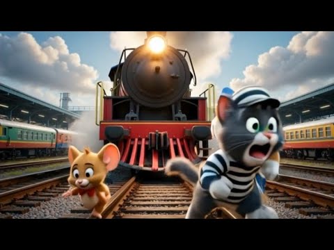 Tom Riding A Train Tom & Jerry Train Track Adventure 🚂 | Epic Rescue Cartoon Story for ...
