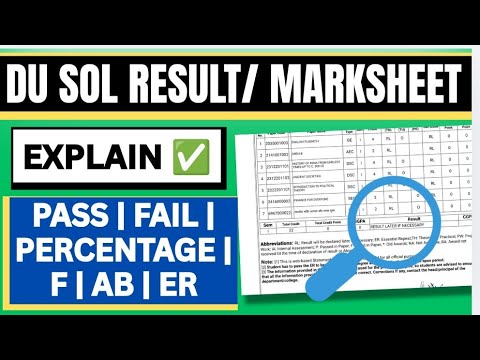 DU SOL RESULT / Marksheet Explain 2026 - Pass, Fail , Sgpa , Percentage, ( Important video ) 