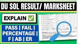 DU SOL RESULT / Marksheet Explain 2026 - Pass, Fail , Sgpa , Percentage, ( Important video ) 