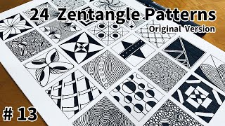 24 Zentangle Patterns Tutorial StepbyStep for Beginners #13 | 24 Doodle Patterns | Original Version