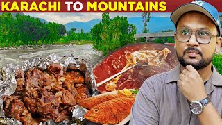 Extreme Pakistani Food Tour Ranjha Gosht, Desi Murgh, Fried Fish, Chapli Kabab Karachi To North