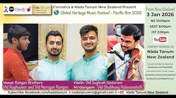 Global Heritage Music Festival – Pacific Rim 2026 - Vocal Raghuveer and Narayan Rangan