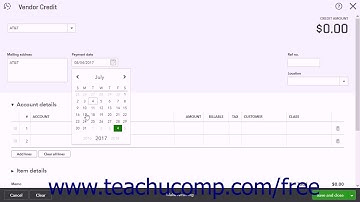QuickBooks Online Plus 2017 Tutorial Entering a Vendor Credit Intuit Training