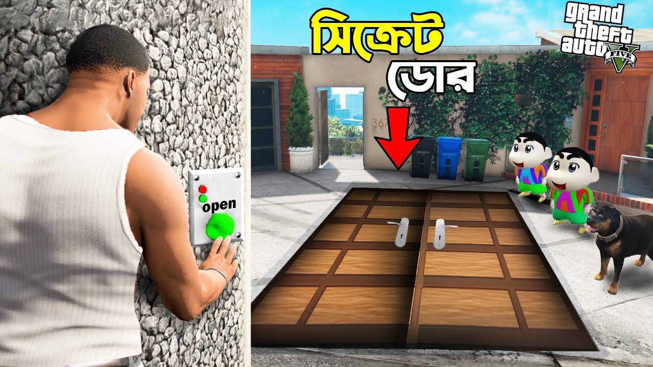 GTA 5: Franklin And Shinchan Found A Hidden Door Beneath Their Home in GTA 5! 😳 | GTA 5 Bangla