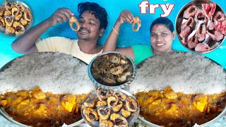 eating show | fish fry sag vege curry with rice eating | fish fry mukbang | asmr fish fry eating