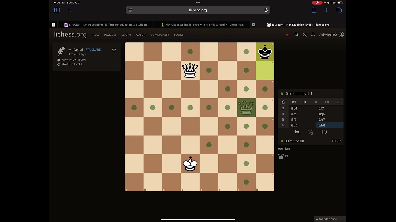 Queen and king against king endgame