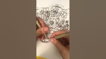 Ambidextrous 5-point Perspective no Guidelines Challenge #shorts #artchallenge