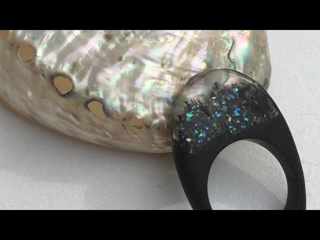 木とレジンの指輪 螺鈿 の作り方 How to make epoxy and wood ring