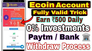 Ecoin account Fully Valid kasa kara | Ecoin Website  Full Tutorial in Hindi | Ecoin Unlimited Trick