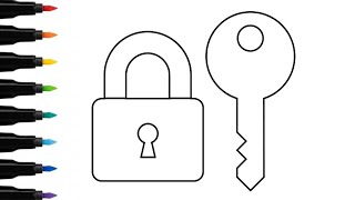 How to Draw a Lock and Key 🔐 | Lock and Key Drawing for Kids | Easy Drawing Tutorial