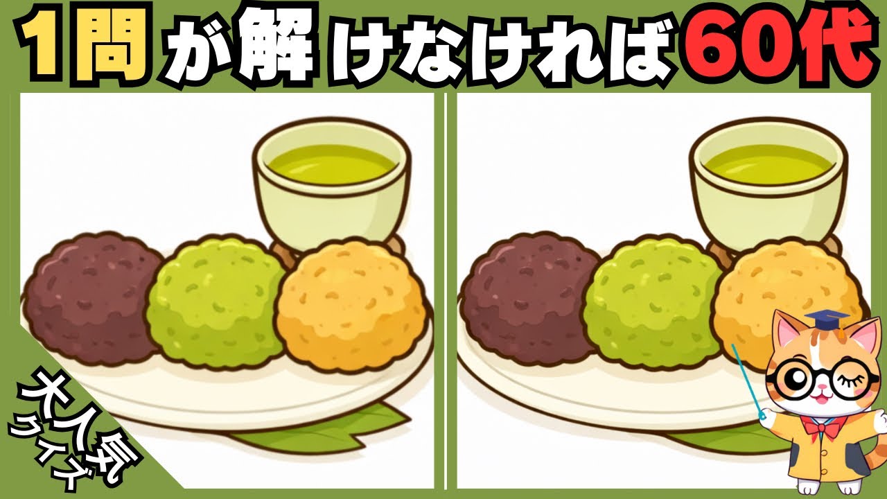 【脳トレ✖︎間違い探し】50代60代70代向け❗️簡単脳トレ問題で記憶力向上💡 【認知症予防/老化予防/記憶力向上】#557