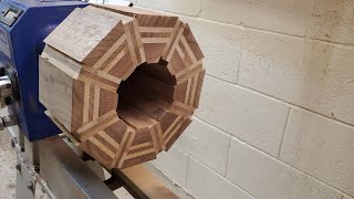 Woodturning segmented stripey bowl