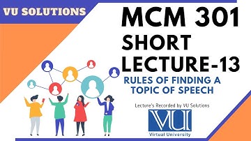 #MCM301 Short lecture 13 | Rules of Finding a Topic of Speech | Researching Your Topic