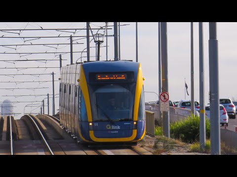 G:Link Trams at 70 KPH at Main Beach