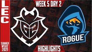 G2 vs RGE Highlights | LEC Summer 2021 W5D2 | G2 Esports vs Rogue