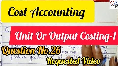 Unit Or Output Costing | Output Costing Cost Accounting | Unit Output Costing | Cost Accounting